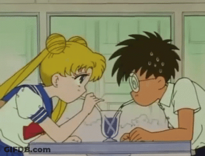 90S Anime Panic Sailor Moon Drinking GIF