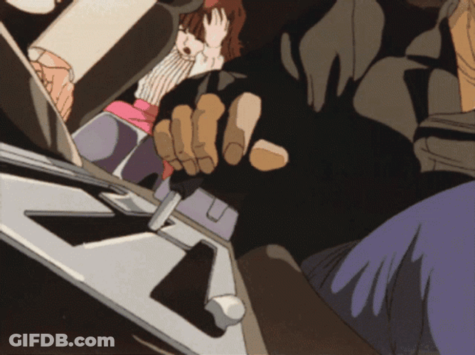90S Anime Riding Bean Car Drifting GIF