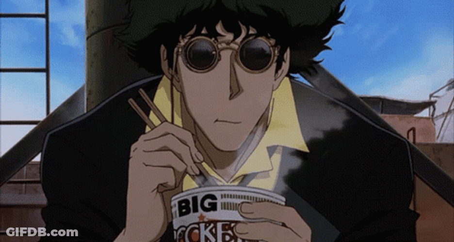 90S Anime Spike Spiegel Eating Noodles GIF