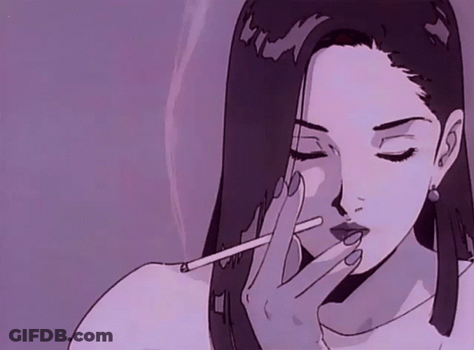 90S Anime Woman Cigarette GIF