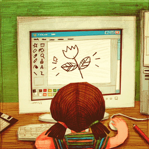 90S Girl Using Paint GIF