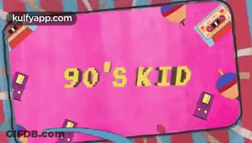 90S Kid In Yellow Letters On Pink Background GIF