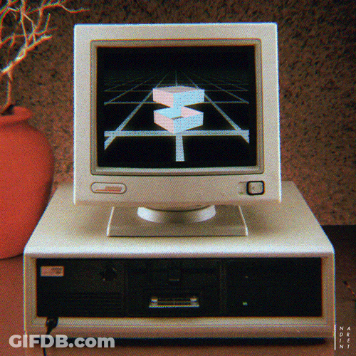 90S Retro Synthwave Computer Setup GIF