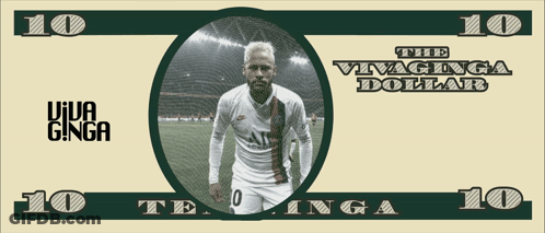 A 10 Dollar Bill With A Picture Of A Man And The Words The Vivaginga Dollar GIF