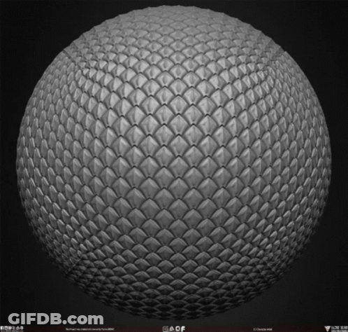 A 3D Model Of A Ball That Looks Like A Dragon Scales GIF