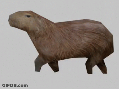 A 3D Model Of A Capybara Standing On A Gray Background GIF