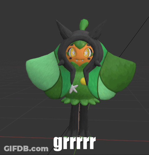 A 3D Model Of A Cartoon Character With The Words Grrr On The Bottom Right GIF