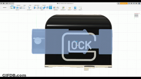 A 3D Model Of A Glock Logo Is Displayed On A Computer Screen GIF