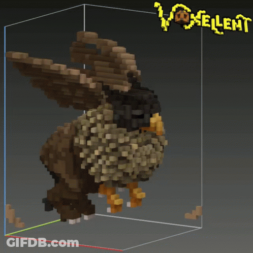 A 3D Model Of A Griffin Is Displayed In A Box With Voxelent Written On It GIF