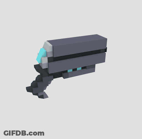 A 3D Model Of A Gun With A Blue Light On The Side GIF