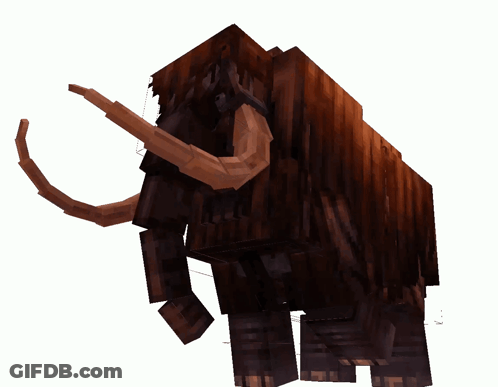 A 3D Model Of A Mammoth With Long Tusks Against A White Background GIF