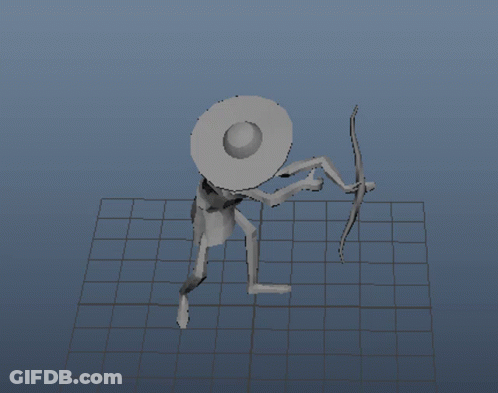 A 3D Model Of A Man Holding A Bow And Shield GIF