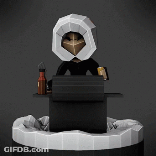 3D Model Of Man Sitting At Desk GIF