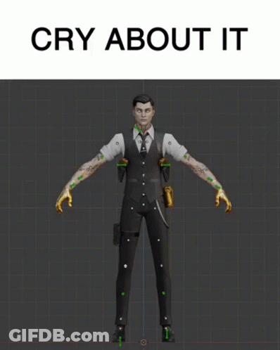 A 3D Model Of A Man With The Words Cry About It On The Bottom GIF