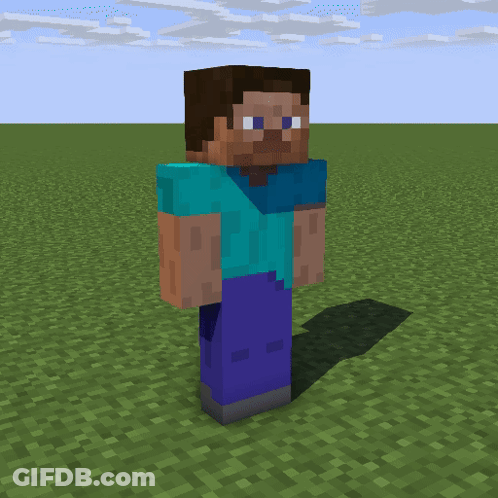 A 3D Model Of A Minecraft Character Standing In A Field GIF