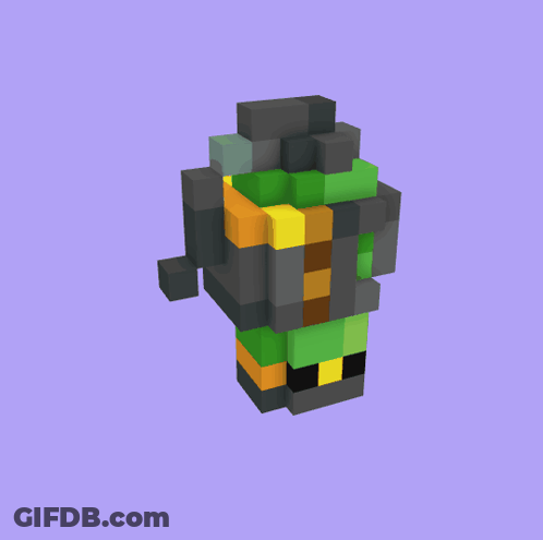 A 3D Model Of A Minecraft Character With Green And Black GIF