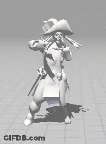 A 3D Model Of A Pirate With A Skeleton Head And A Pirate Hat . GIF
