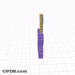 A 3D Model Of A Purple Electric Guitar With A Wooden Neck GIF
