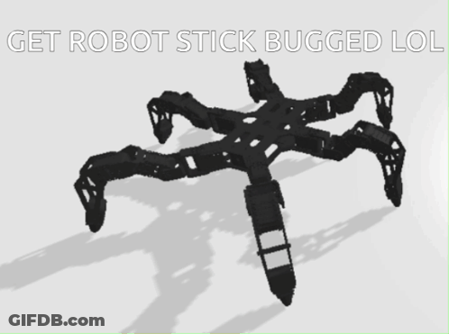 A 3D Model Of A Robot Stick With The Words Get Robot Stick Bugged Lol GIF