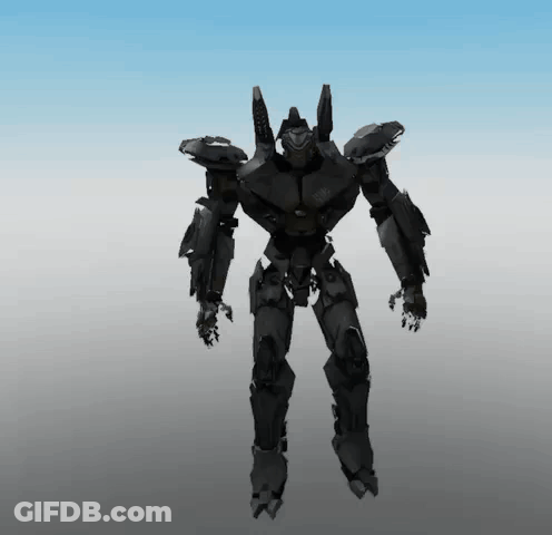 A 3D Model Of A Robot With A Blue Sky Background GIF