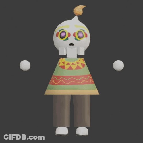 A 3D Model Of A Skeleton With A Colorful Sweater And Pants GIF