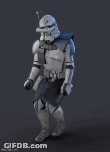 A 3D Model Of A Star Wars Clone Trooper Is Being Displayed On Imgflip.com GIF