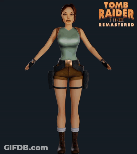 A 3D Model Of Lara Croft From The Tomb Raider Video Game GIF
