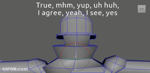 A 3D Model With The Words True Mhm Yup Uh Huh I Agree Yeah I See Yes On The Bottom GIF