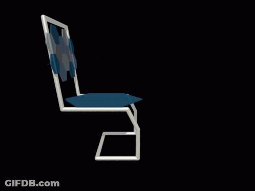 A 3D Rendering Of A Chair With Blue And Grey Hexagons On It GIF
