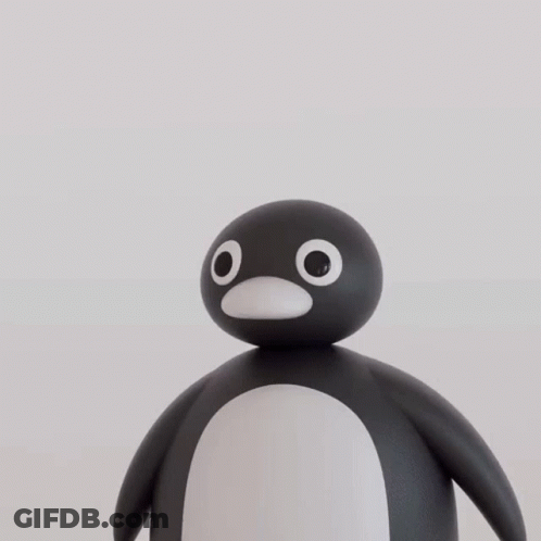 A 3D Rendering Of A Penguin With Red Eyes GIF