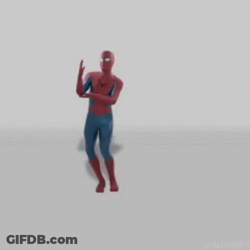 A 3D Rendering Of A Spiderman In A Fighting Pose GIF