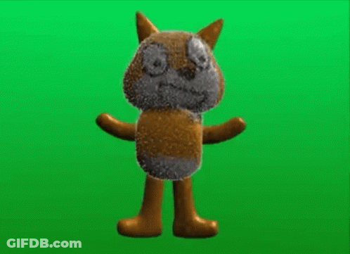 A 3D Rendering Of A Stuffed Animal With A Tail On A Green Screen . GIF