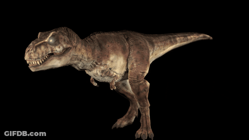 A 3D Rendering Of A T-Rex With Its Mouth Open GIF
