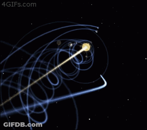 A 4Gifs.com Animated Image Of A Planet Orbiting Another Planet GIF