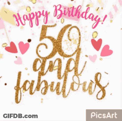 A 50Th Birthday Card That Says Happy Birthday GIF