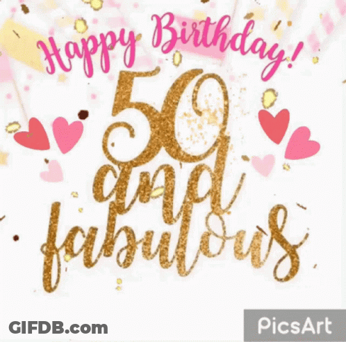 A 50Th Birthday Card That Says Happy Birthday GIF