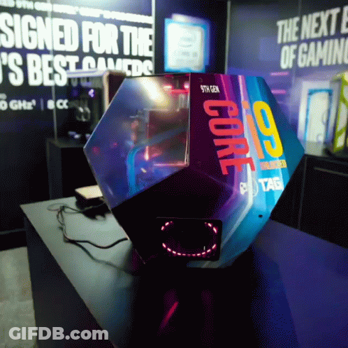 A 9Th Gen Intel Core I9 Processor Is Displayed On A Table GIF