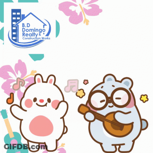 A B.d. Domingo Realty & Construction Works Advertisement With Two Cartoon Characters GIF
