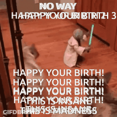 A Baby Dressed As Yoda Is Holding A Green Light Saber GIF
