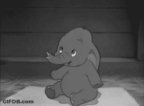 A Baby Elephant Is Sitting On A Rug With Its Trunk Up . GIF