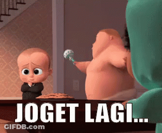 A Baby From The Boss Baby Is Looking At A Fat Man Holding A Pacifier GIF