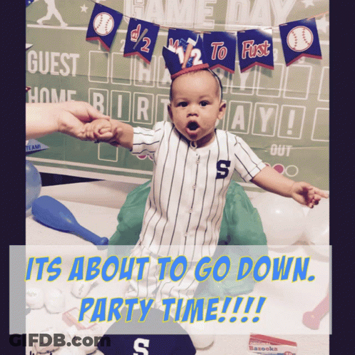 A Baby In A Baseball Uniform With The Letter S On His Chest GIF