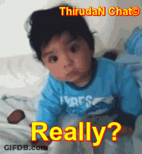 A Baby In A Blue Shirt With The Words Really Written On It GIF