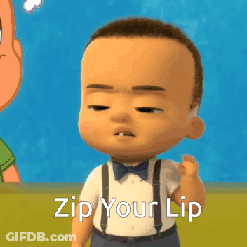A Baby In A Bow Tie And Suspenders Is Saying Zip Your Lip GIF