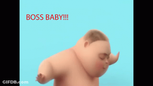 A Baby In A Diaper Is Dancing With The Words Boss Baby !!! Below Him GIF