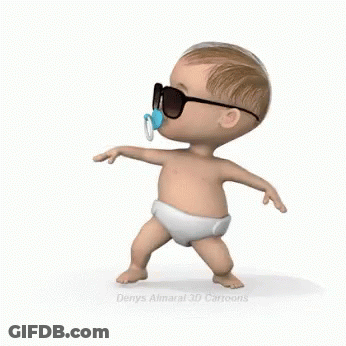 A Baby In A Diaper Is Wearing Sunglasses And A Pacifier In His Mouth . GIF
