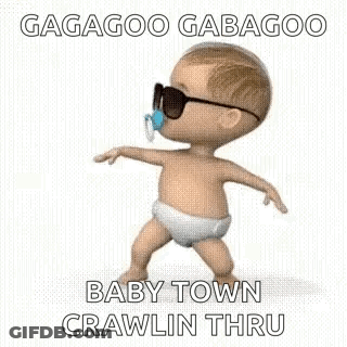 A Baby In A Diaper Is Wearing Sunglasses And A Pacifier In His Mouth . GIF