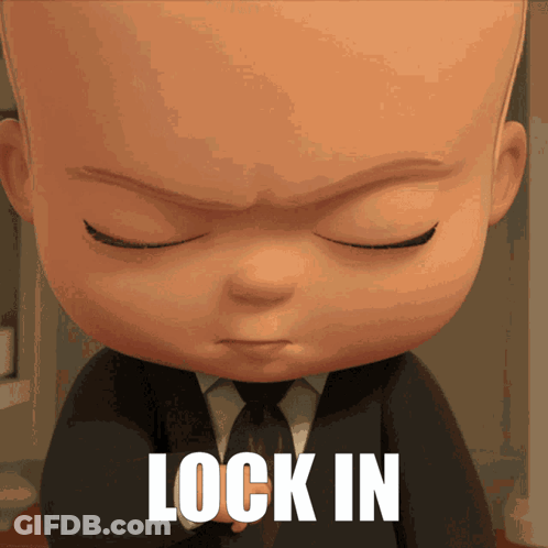 A Baby In A Suit And Tie With The Words Lock In Above Him GIF