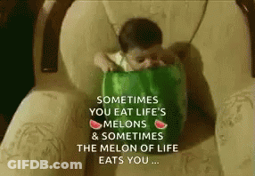 A Baby In A Watermelon Costume Says Sometimes You Eat Life 'S Melons GIF