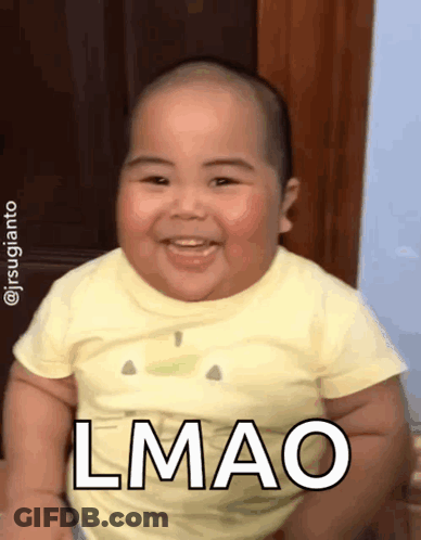 A Baby In A Yellow Shirt Says Lmao GIF